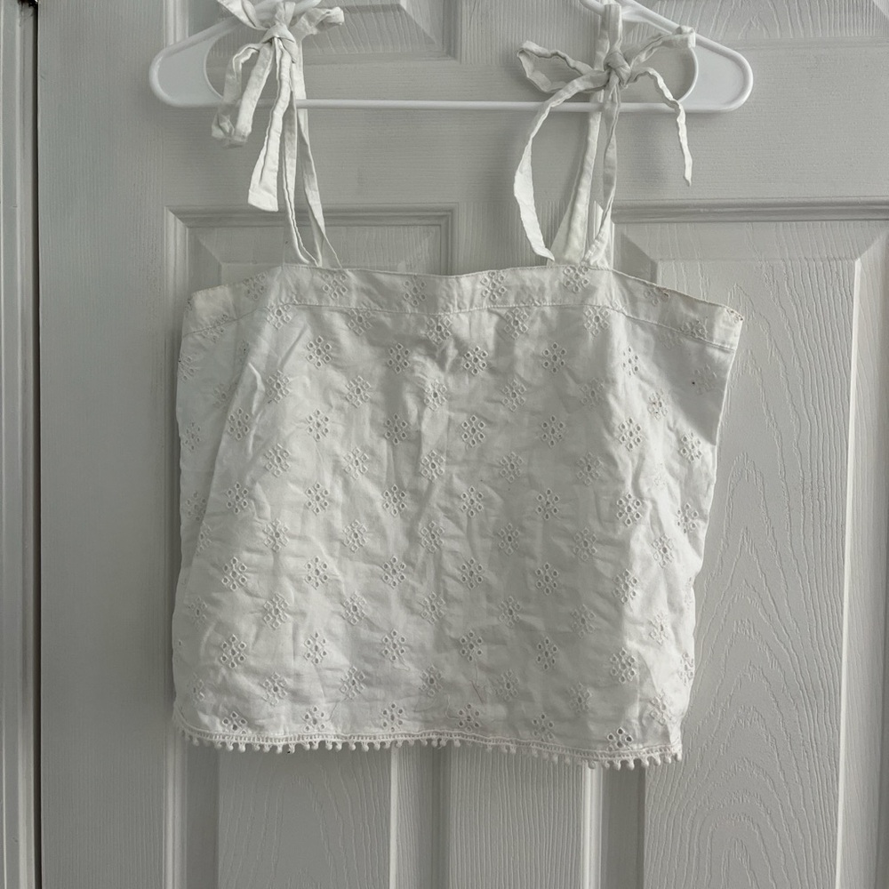 Aerie White Crop Camisole with Tie Front